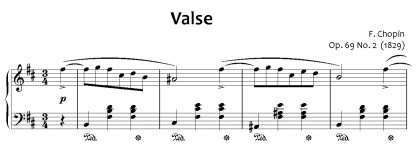 An example showing the start of a piano piece by Frédéric Chopin